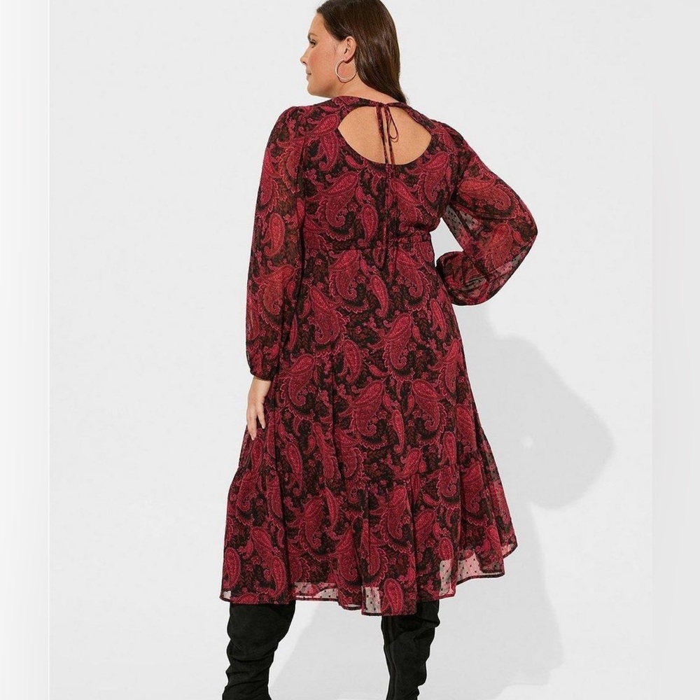 NWT Torrid Tea Length Clip Dot Open Back A-line Dress